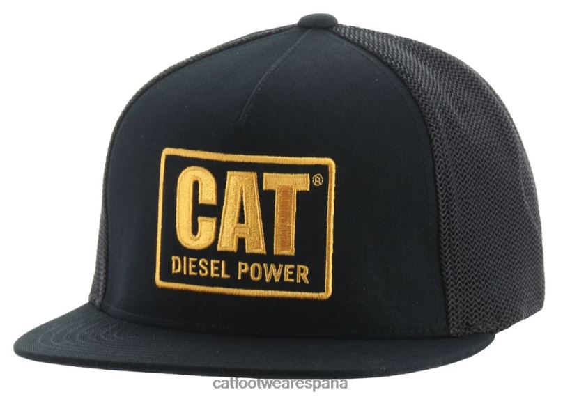 Caterpillar tapa de visera plana de energía diesel oro negro hombres 4JJT8248 | sombrero