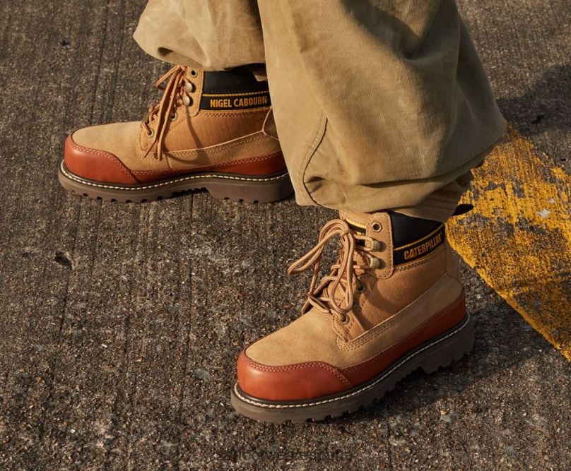 Caterpillar X Nigel Cabourn arranque de utah cuero marron hombres 4JJT8205 | botas casuales