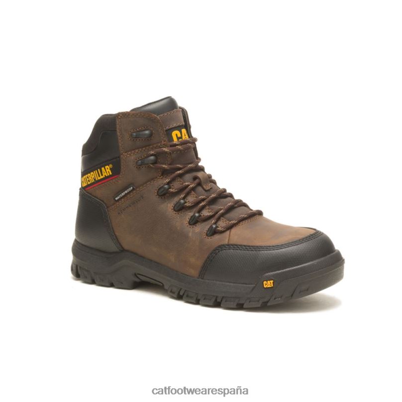 Caterpillar Bota de trabajo con punta de material compuesto resistente al agua y reabsorción sello marrón hombres 4JJT849 | botas de trabajo