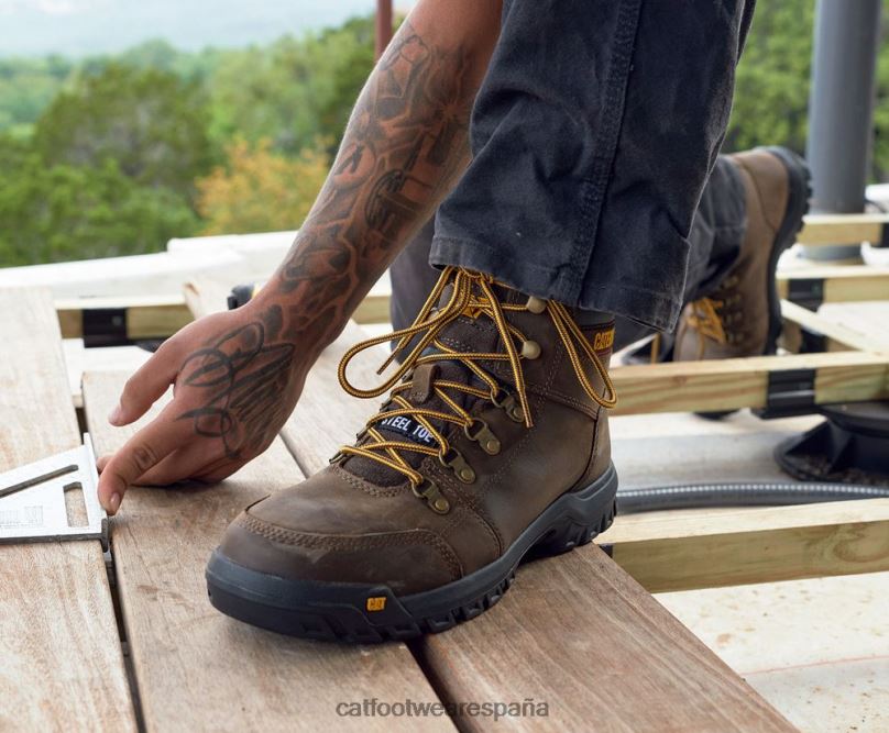 Caterpillar bota de trabajo con punta de acero sello marrón hombres 4JJT863 | botas de trabajo