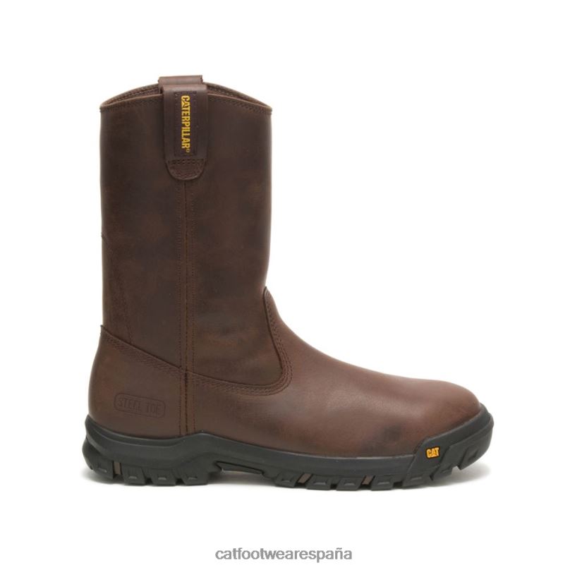 Caterpillar bota de trabajo con punta de acero y barra de tiro marrón de verano hombres 4JJT860 | botas de trabajo