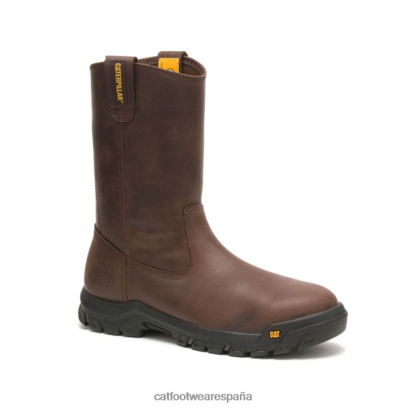 Caterpillar bota de trabajo con punta de acero y barra de tiro marrón de verano hombres 4JJT860 | botas de trabajo