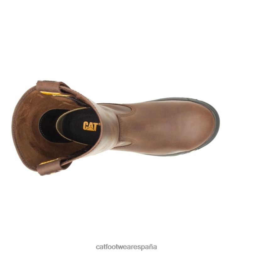 Caterpillar bota de trabajo con punta de acero y barra de tiro marrón de verano hombres 4JJT860 | botas de trabajo