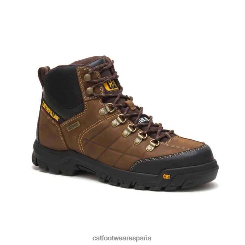 Caterpillar bota de trabajo impermeable con punta de acero de umbral marrón de verdad hombres 4JJT811 | botas de trabajo