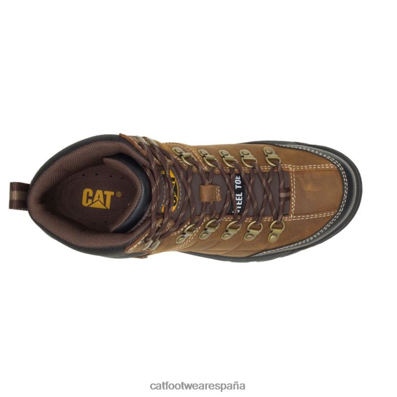 Caterpillar bota de trabajo impermeable con punta de acero de umbral marrón de verdad hombres 4JJT811 | botas de trabajo