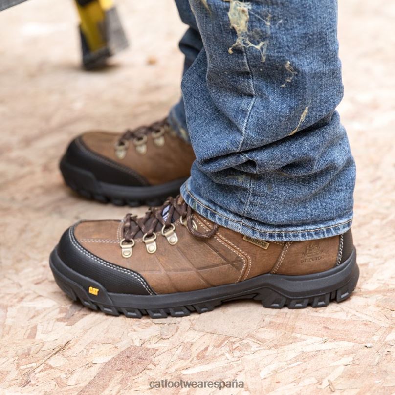 Caterpillar bota de trabajo impermeable con punta de acero de umbral marrón de verdad hombres 4JJT811 | botas de trabajo