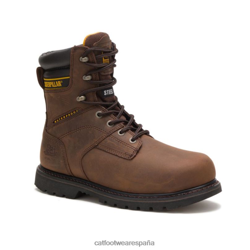 Caterpillar bota de trabajo impermeable con punta de acero salvo de 8\" marron oscuro hombres 4JJT868 | botas de trabajo