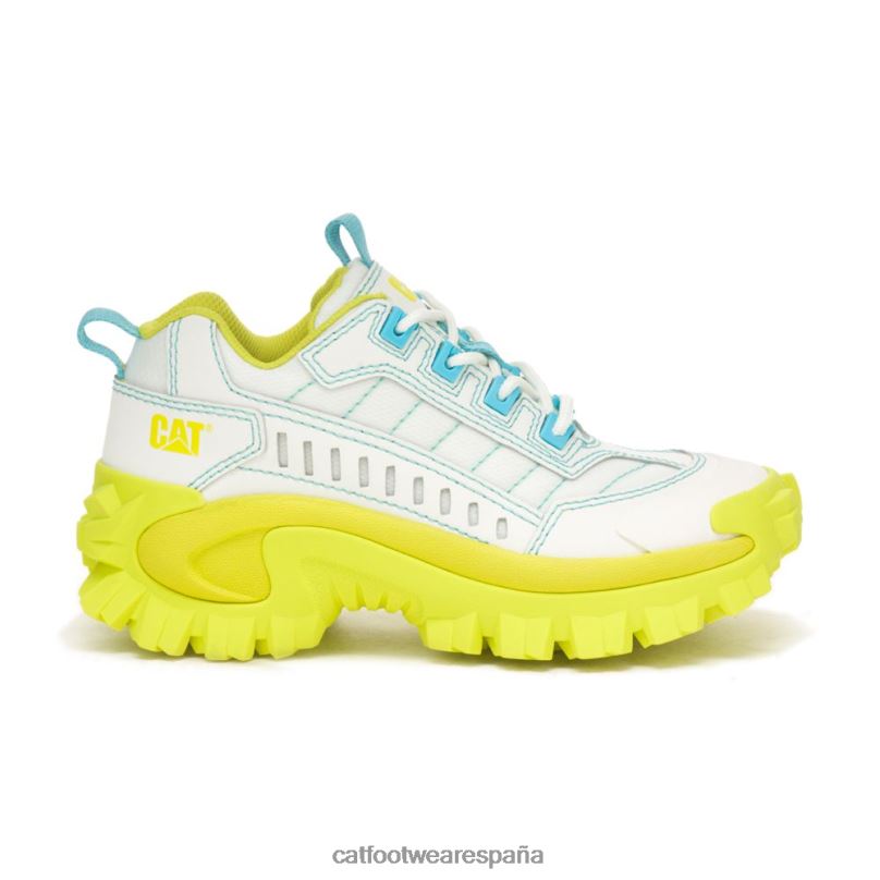 Caterpillar zapato sobrealimentado intruso blanco brillante/amarillo lima pálido hombres 4JJT8121 | zapatillas casuales gruesas