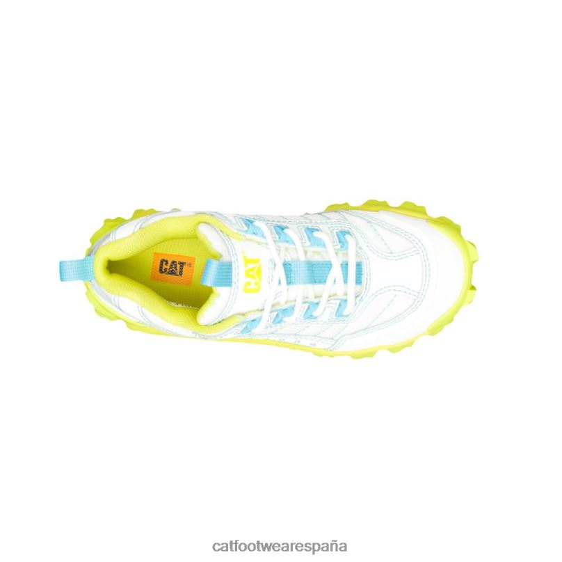 Caterpillar zapato sobrealimentado intruso blanco brillante/amarillo lima pálido hombres 4JJT8121 | zapatillas casuales gruesas