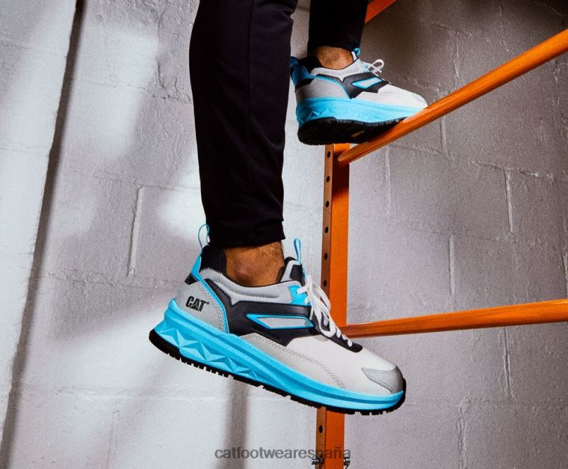 Caterpillar Zapato de trabajo con punta de compuesto de carbono Streamline Runner blanco brillante/azul hombres 4JJT883 | zapatos de trabajo