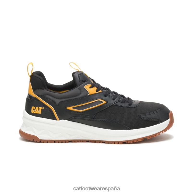 Caterpillar Zapato de trabajo con punta de compuesto de carbono Streamline Runner negro/amarillo gato hombres 4JJT882 | zapatos de trabajo
