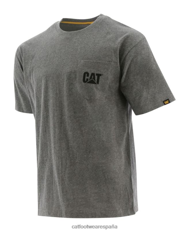 Caterpillar camiseta con bolsillo de la marca registrada gris jaspeado oscuro hombres 4JJT8235 | tops y ropa de abrigo