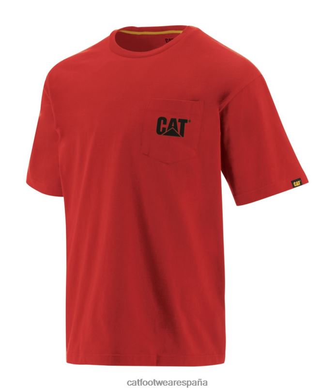 Caterpillar camiseta con bolsillo de la marca registrada rojo hombres 4JJT8236 | tops y ropa de abrigo
