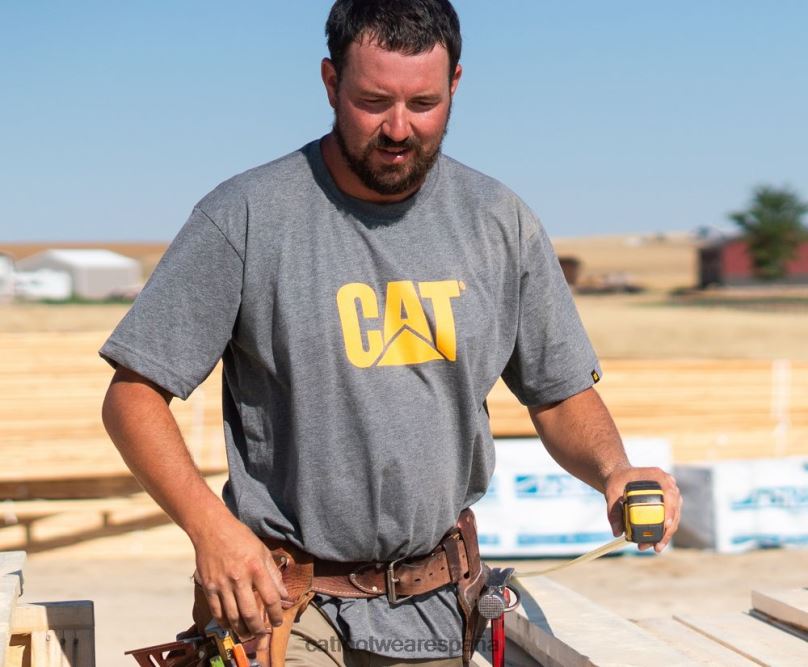 Caterpillar camiseta con logo de marca registrada gris hombres 4JJT8243 | tops y ropa de abrigo