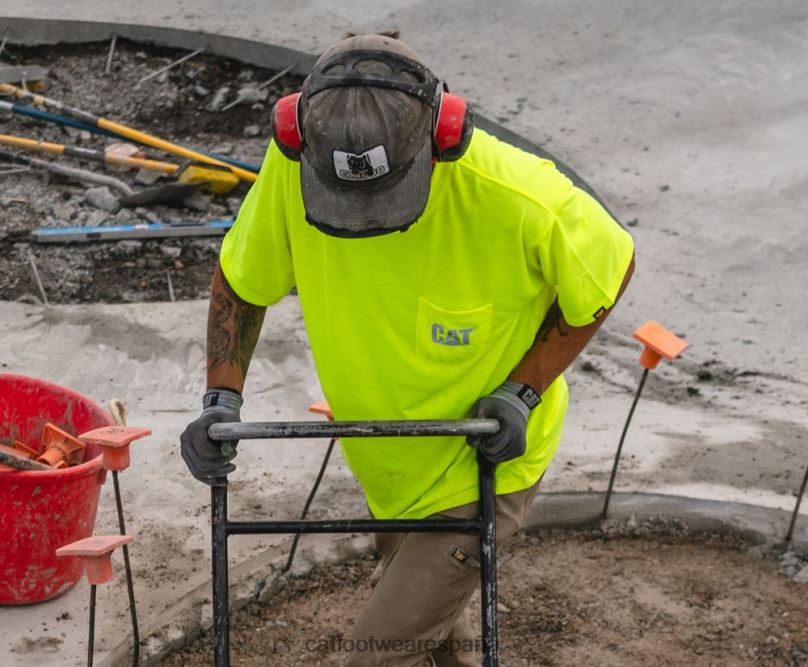 Caterpillar camiseta de alta visibilidad con bolsillo de la marca registrada hombre amarillo hombres 4JJT8215 | tops y ropa de abrigo