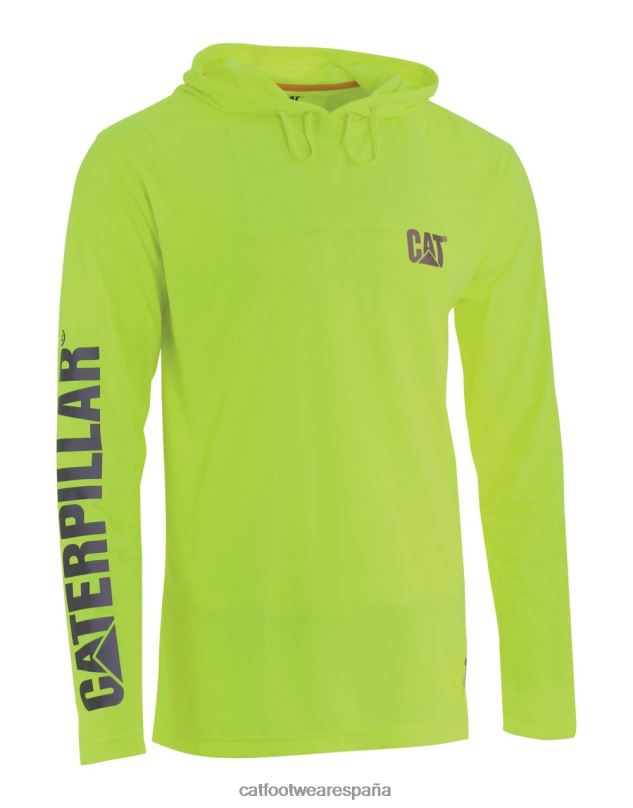 Caterpillar camiseta de manga larga con capucha hivis upf amarillo hombres 4JJT8222 | tops y ropa de abrigo