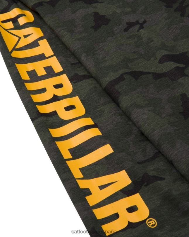 Caterpillar camiseta de manga larga con estandarte de marca registrada camuflaje nocturno hombres 4JJT8226 | tops y ropa de abrigo