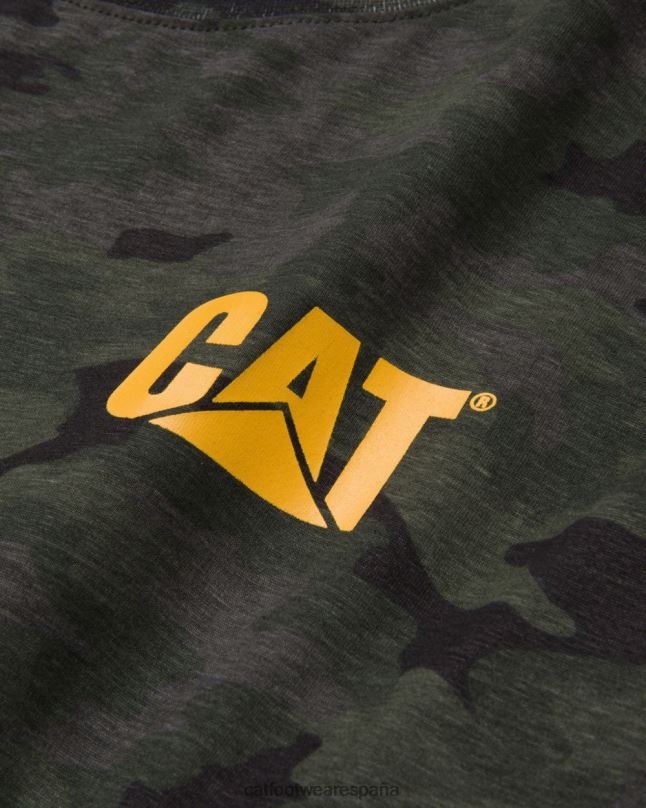 Caterpillar camiseta de manga larga con estandarte de marca registrada camuflaje nocturno hombres 4JJT8226 | tops y ropa de abrigo