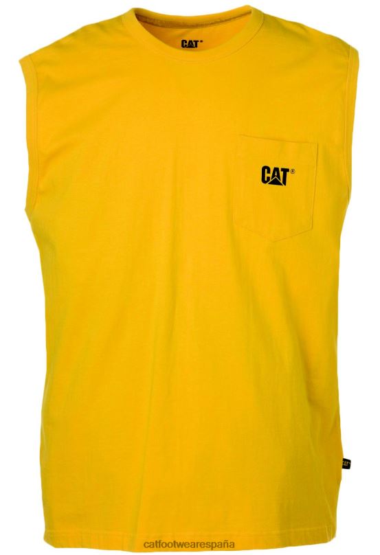 Caterpillar camiseta sin mangas con bolsillo de la marca registrada amarillo hombres 4JJT8232 | tops y ropa de abrigo