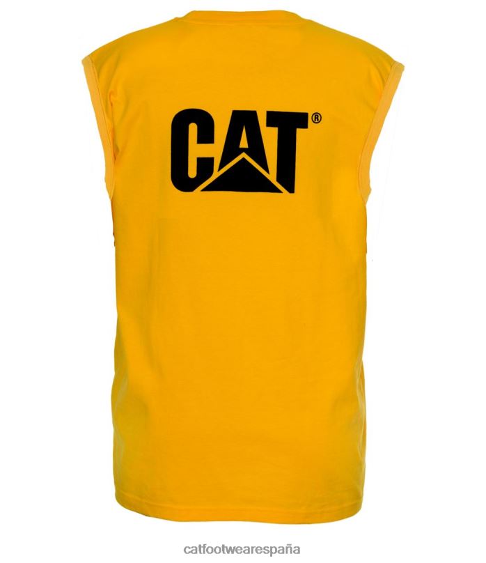 Caterpillar camiseta sin mangas con bolsillo de la marca registrada amarillo hombres 4JJT8232 | tops y ropa de abrigo