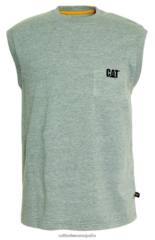 Caterpillar camiseta sin mangas con bolsillo de la marca registrada cuero gris hombres 4JJT8231 | tops y ropa de abrigo