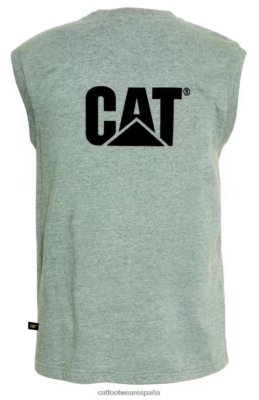 Caterpillar camiseta sin mangas con bolsillo de la marca registrada cuero gris hombres 4JJT8231 | tops y ropa de abrigo