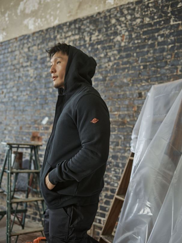 Caterpillar sudadera con capucha y cremallera completa de peso medio resistente al fuego negro hombres 4JJT8238 | tops y ropa de abrigo