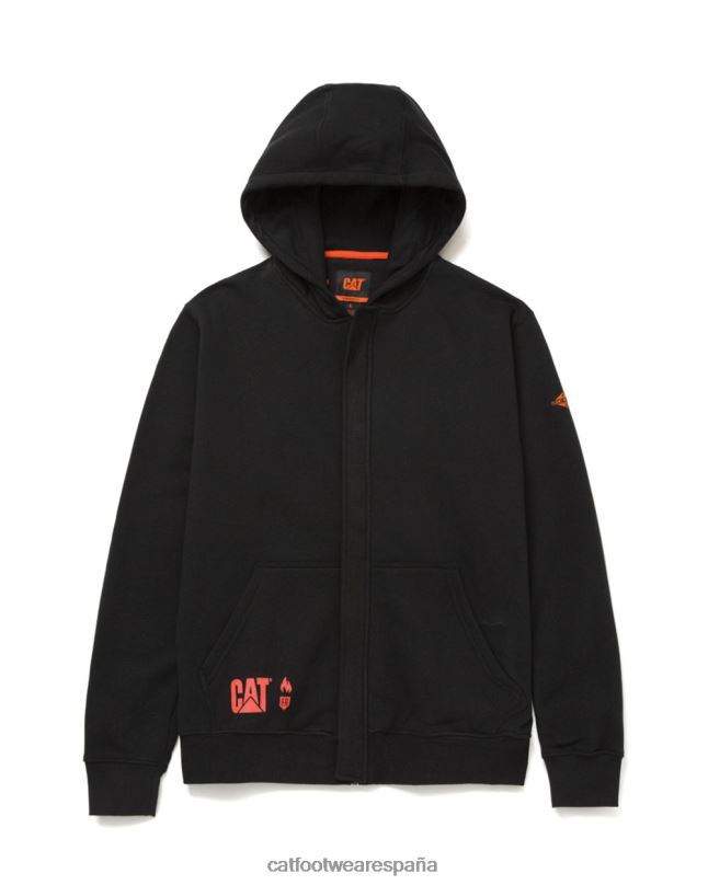 Caterpillar sudadera con capucha y cremallera completa de peso medio resistente al fuego negro hombres 4JJT8238 | tops y ropa de abrigo
