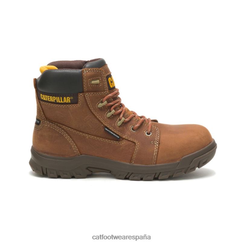Caterpillar Bota de trabajo con punta de material compuesto resistente al agua y reabsorción marrón mujer 4JJT8266 | botas de trabajo