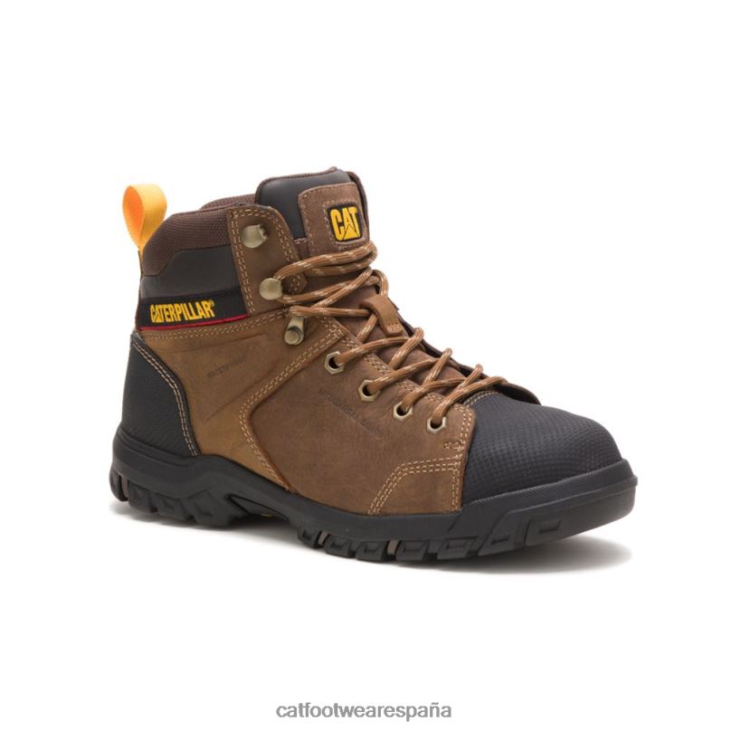 Caterpillar bota de trabajo impermeable con punta de acero y protección metatarsiana wellspring marrón de verdad mujer 4JJT8281 | botas de trabajo