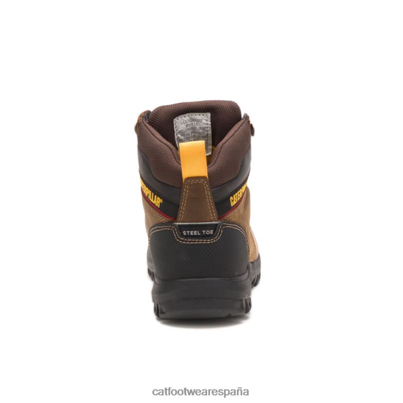 Caterpillar bota de trabajo impermeable con punta de acero y protección metatarsiana wellspring marrón de verdad mujer 4JJT8281 | botas de trabajo