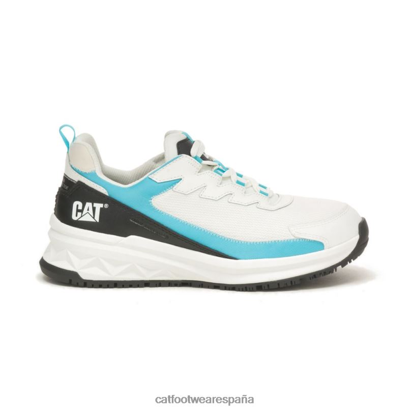 Caterpillar Zapato de trabajo con punta de compuesto de carbono Streamline Runner blanco brillante/azul mujer 4JJT8291 | zapatos de trabajo