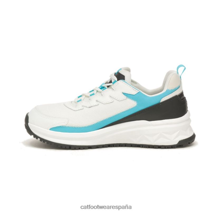 Caterpillar Zapato de trabajo con punta de compuesto de carbono Streamline Runner blanco brillante/azul mujer 4JJT8291 | zapatos de trabajo