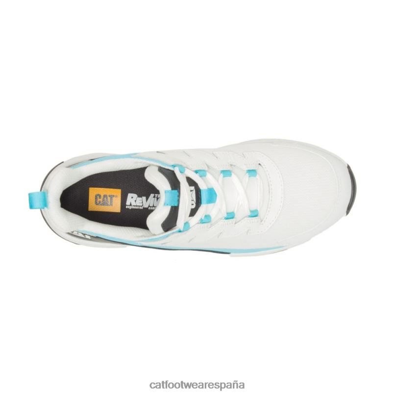 Caterpillar Zapato de trabajo con punta de compuesto de carbono Streamline Runner blanco brillante/azul mujer 4JJT8291 | zapatos de trabajo