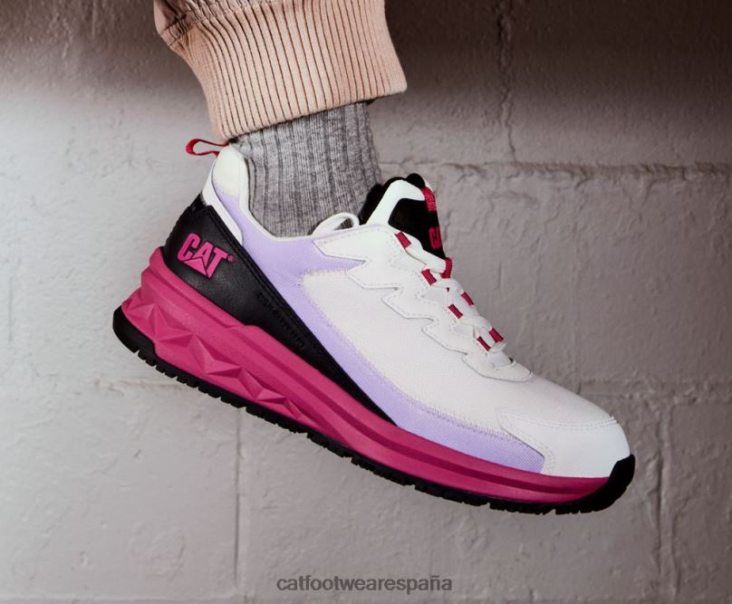 Caterpillar Zapato de trabajo con punta de compuesto de carbono Streamline Runner blanco brillante/negro mujer 4JJT8290 | zapatos de trabajo