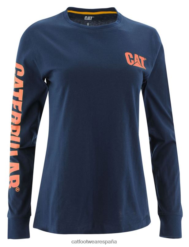 Caterpillar camiseta de manga larga con estandarte de marca registrada detroit azul mujer 4JJT8321 | tops y ropa de abrigo
