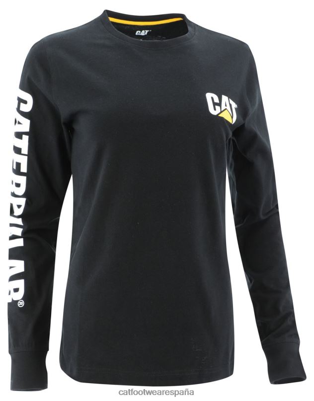 Caterpillar camiseta de manga larga con estandarte de marca registrada negro mujer 4JJT8319 | tops y ropa de abrigo